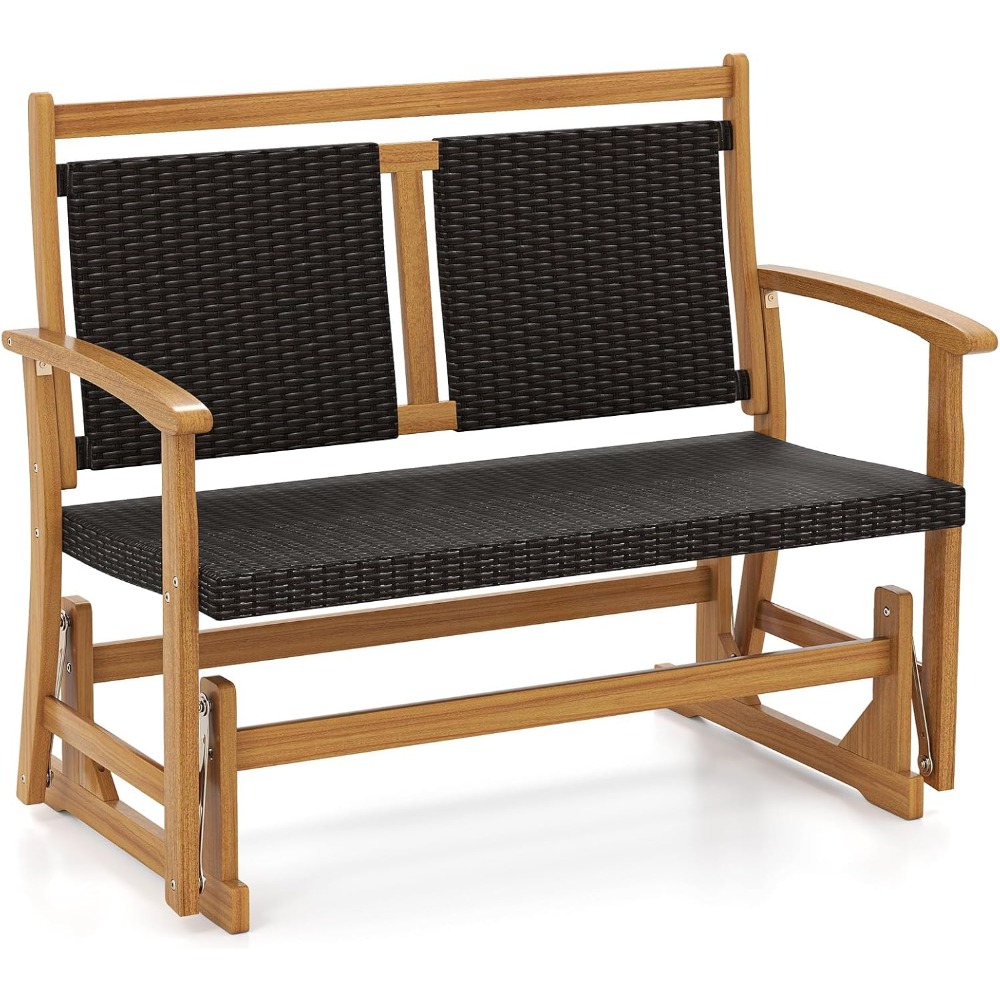 Outdoor Rattan Glider Bench - Stylish Swing Rocking Chair