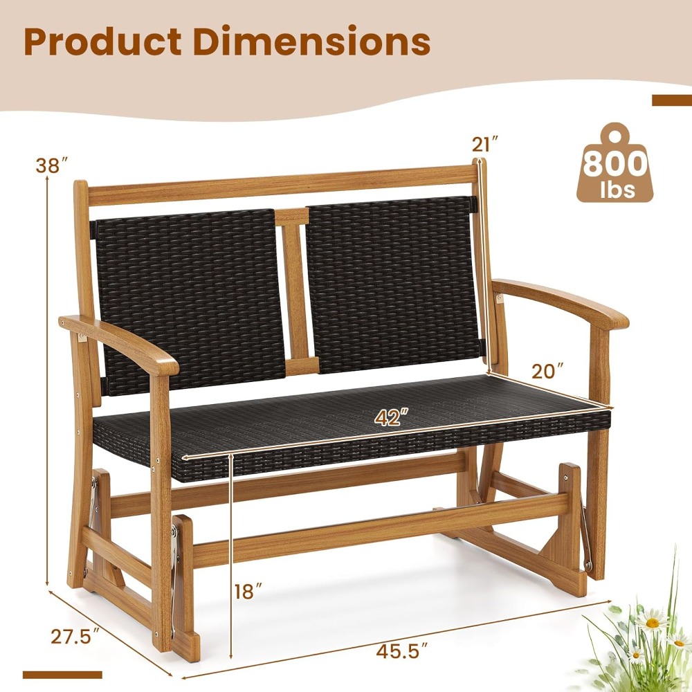 Outdoor Rattan Glider Bench - Stylish Swing Rocking Chair - Image 6