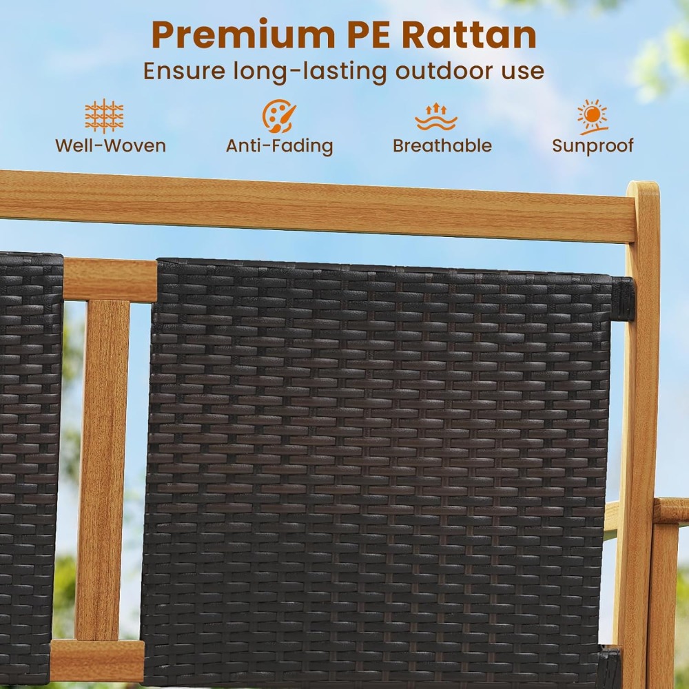 Outdoor Rattan Glider Bench - Stylish Swing Rocking Chair - Image 5