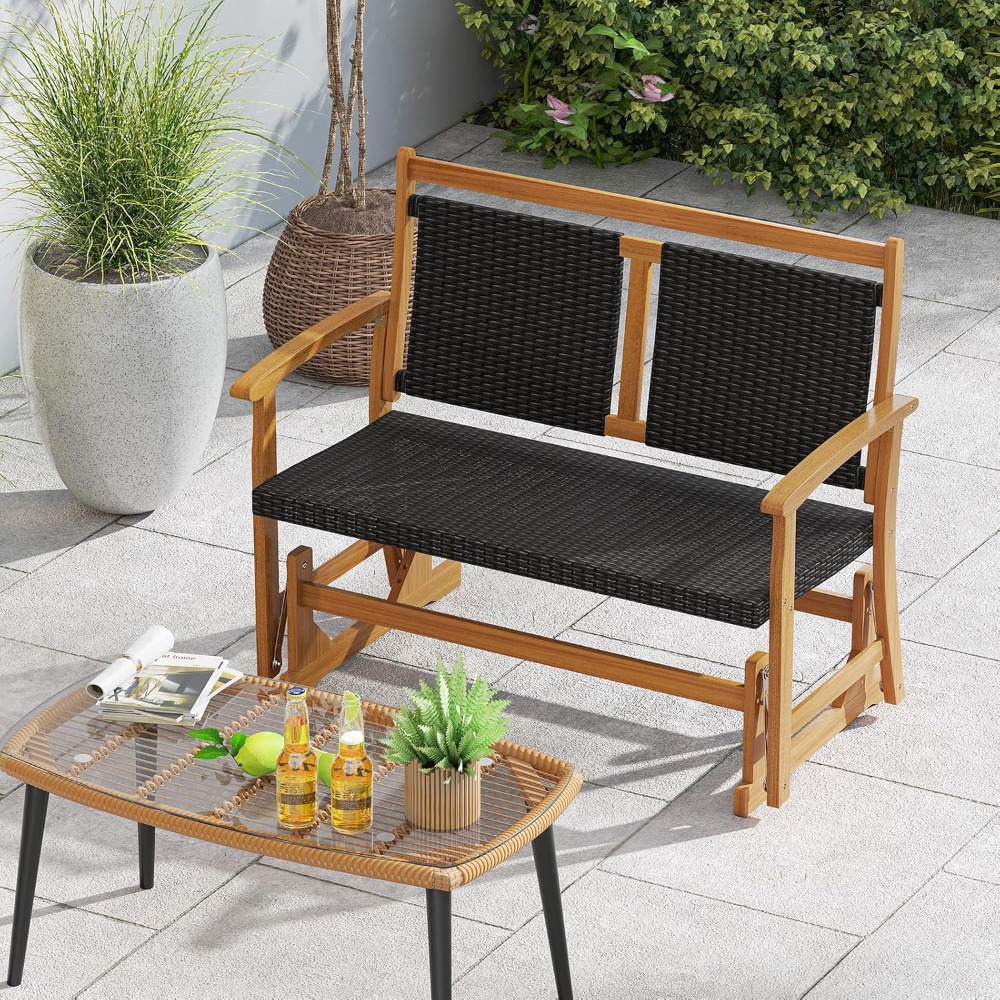 Outdoor Rattan Glider Bench - Stylish Swing Rocking Chair - Image 3