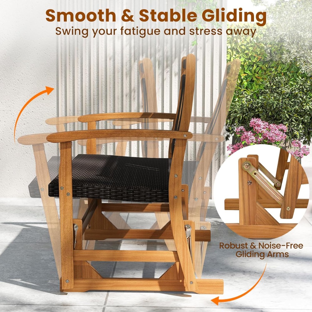 Outdoor Rattan Glider Bench - Stylish Swing Rocking Chair - Image 4
