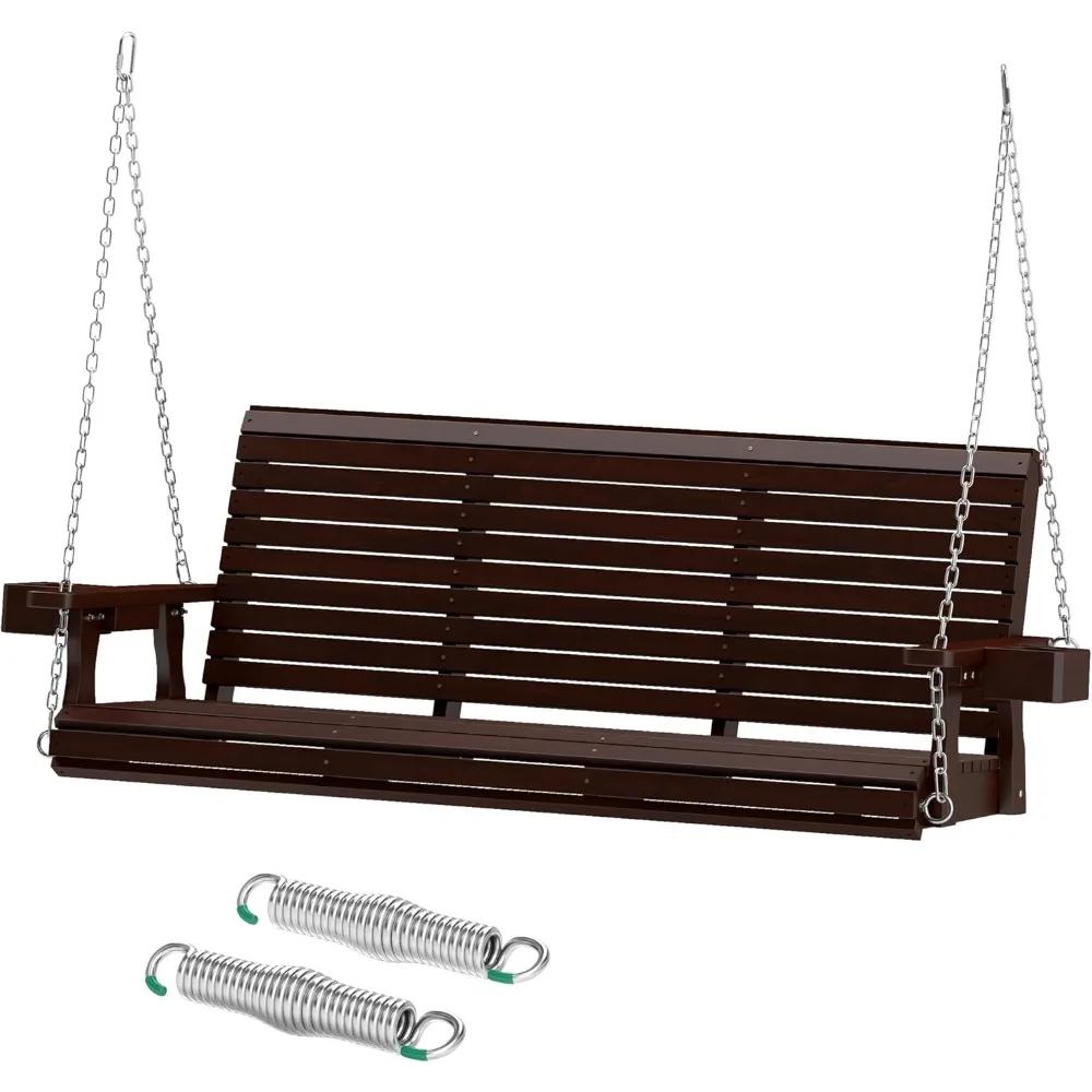 3-Seater Wooden Porch Swing - Comfortable Heavy Duty Swing Chair - Image 2