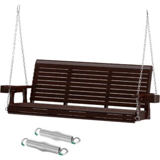 3-Seater Wooden Porch Swing - Comfortable Heavy Duty Swing Chair