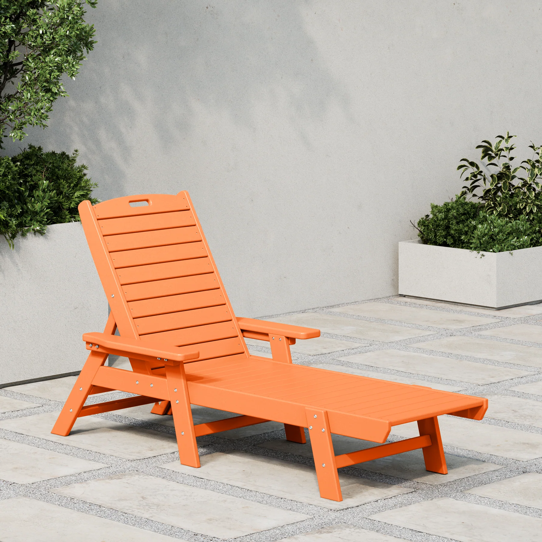 HDPE Adirondack Reclining Chaise Lounge – Weather & UV Resistant Outdoor Chair