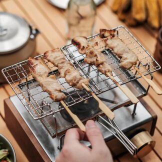 Portable Outdoor BBQ Grill Stand - Folding Stainless Steel Camping Rack