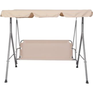 3-Person Quick Dry Patio Swing Chair with Adjustable Canopy & Armrests