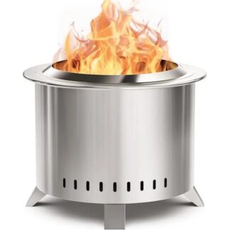 22 Inch Smokeless Fire Pit - Outdoor Stainless Steel Firepit with Cover