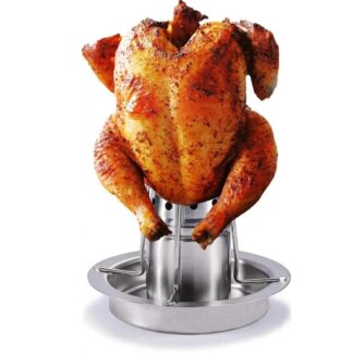 Stainless Steel Beer Can Chicken Roaster Stand with Drip Pan