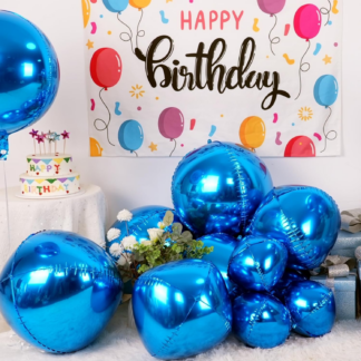 4D Round Foil Balloons - Metallic Silver and Pink Party Decorations