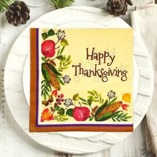 Thanksgiving Harvest Corn & Maple Leaf Party Napkins – 20pcs, 13 inch