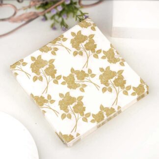 Elegant Golden Leaf Printed 2-Ply Paper Napkins – 13" Square Party Set