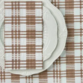 20pcs Coffee Plaid Printed Party Napkins - 2 Ply Decorative Paper