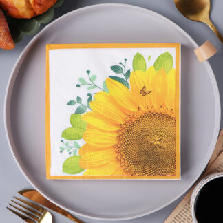 Sunflower Print 2-Ply Paper Napkins 20-Pack – Elegant Party Décor
