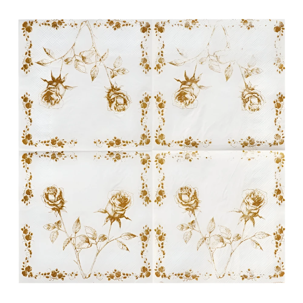 Elegant Gold & Silver Rose Paper Napkins – 20pcs Party Set - Image 7
