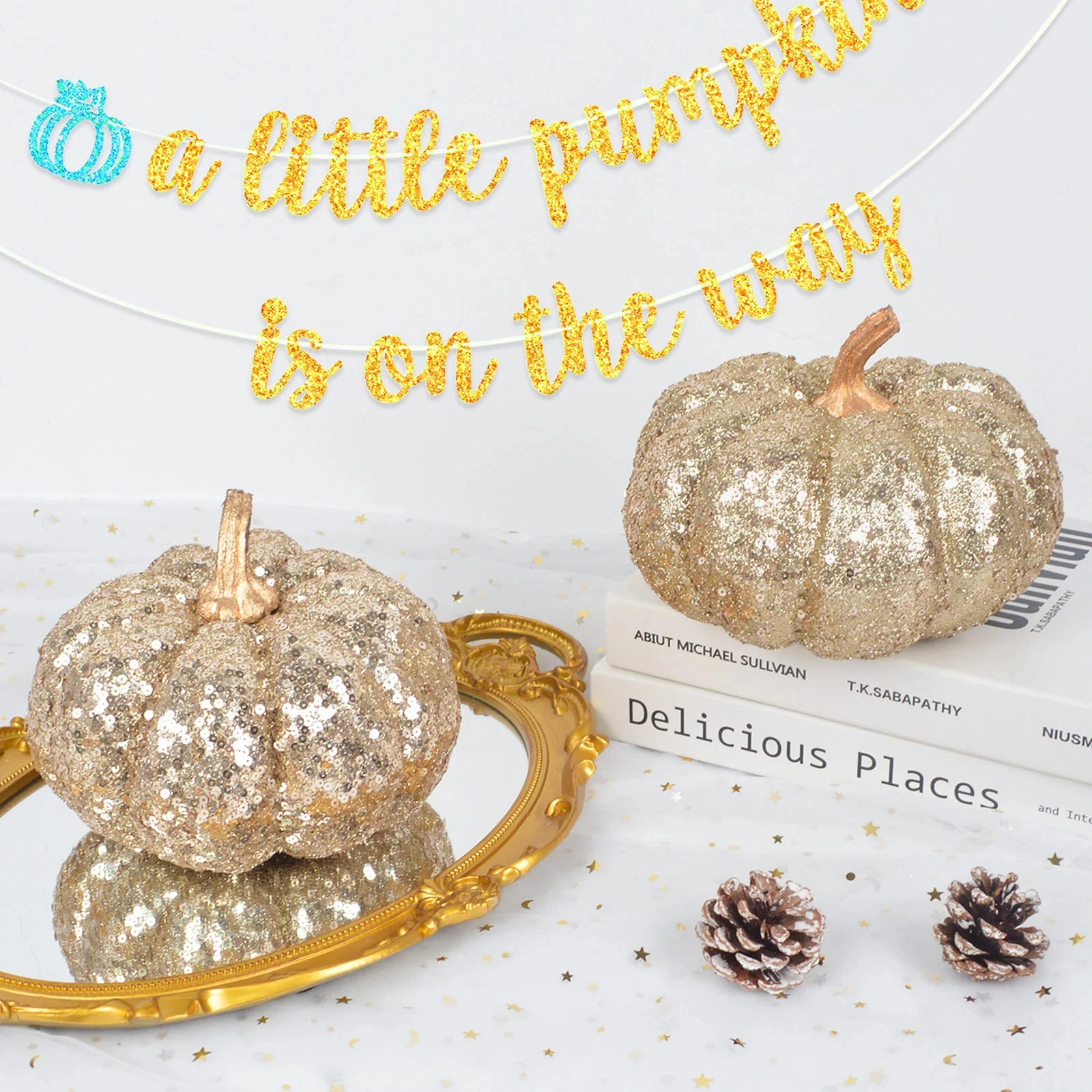 Glitter Sequin Pumpkin Ornament – Sparkling Fall Home Decor - Image 3
