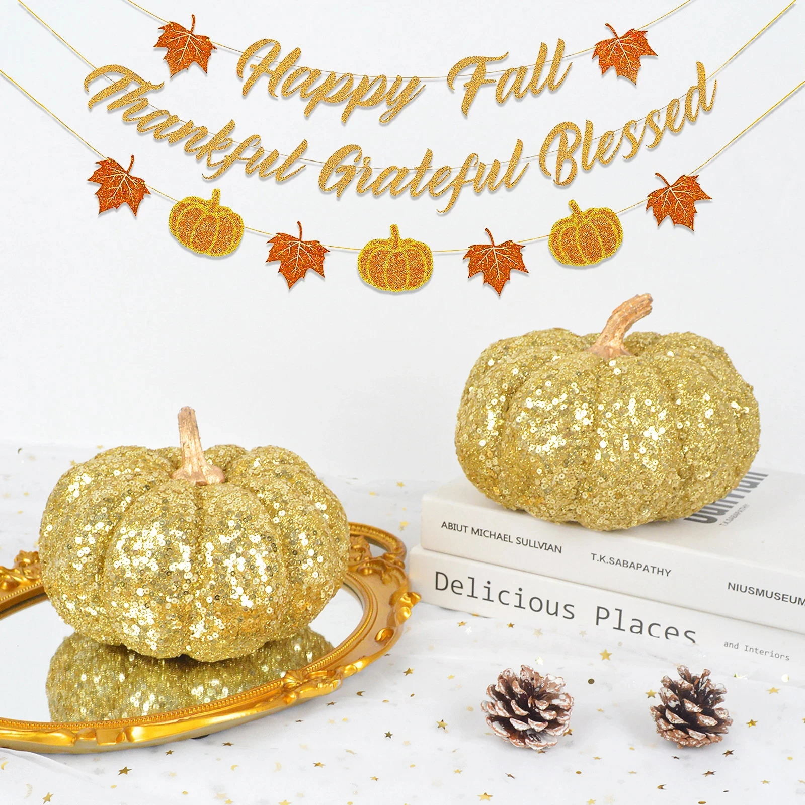 Glitter Sequin Pumpkin Ornament – Sparkling Fall Home Decor - Image 2