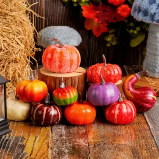 Pumpkin Set – 10pcs Fake Multicolor Pumpkin Ornaments for Festive Decor