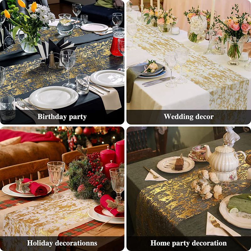 Metallic Gold Sequin Table Runner for Elegant Events - Image 3