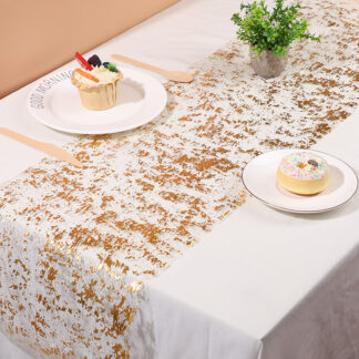 Metallic Gold Sequin Table Runner for Elegant Events