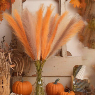 Elegant Orange Pampas Grass Stems - Perfect for Fall Decor