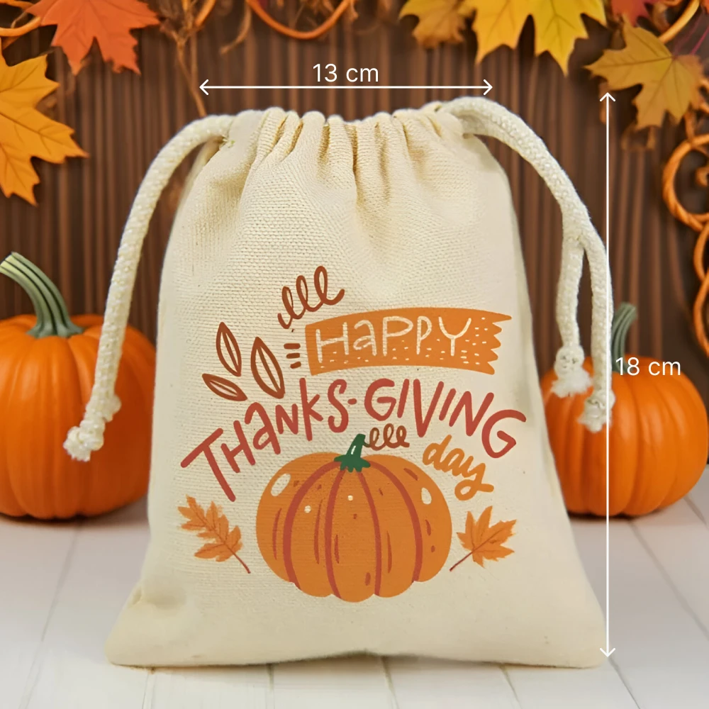 5Pcs Thanksgiving Pumpkin Treat Bags - Fall Harvest Party Favor Set - Image 5