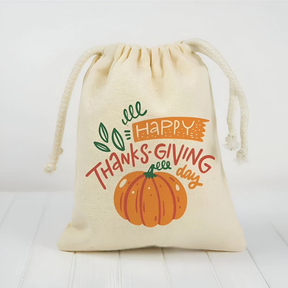 5Pcs Thanksgiving Pumpkin Treat Bags - Fall Harvest Party Favor Set - Image 3