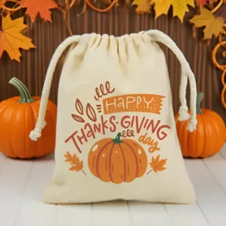 5Pcs Thanksgiving Pumpkin Treat Bags - Fall Harvest Party Favor Set