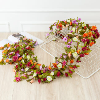 Romantic 7.2ft Artificial Rose Vine Garland with 45 Blooming Heads