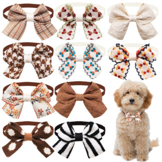 50pcs Autumn Pet Bowtie Set for Small Dogs & Cats