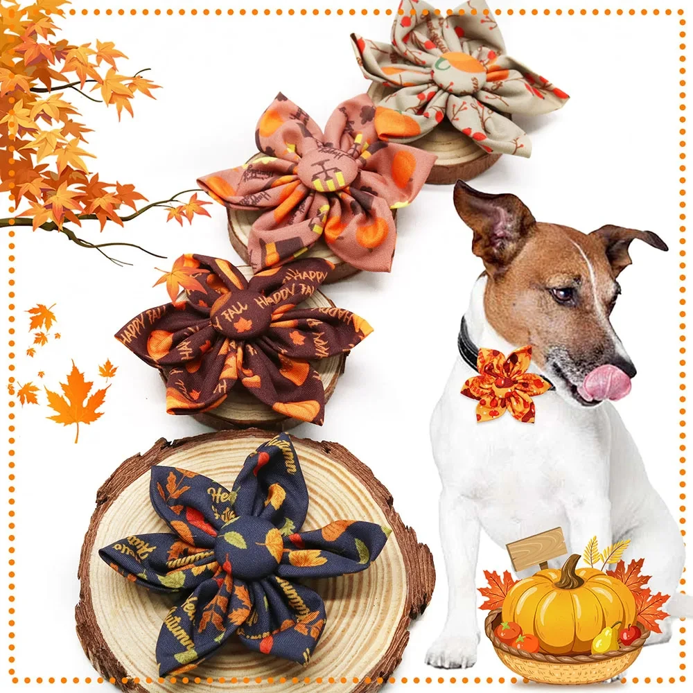 50PCS Autumn Dog Bowties – Movable Thanksgiving Pet Collar Accessories - Image 5