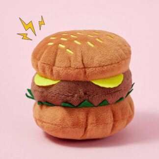 Squeaky Hamburger Plush Dog Toy - Bite Resistant Chew Toy for Dogs
