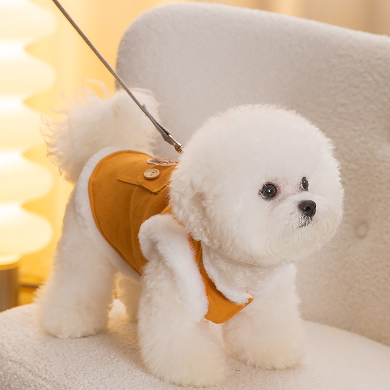 Cozy Patchwork Plush Dog Coat – Warm Vest for Small Breeds - Image 2