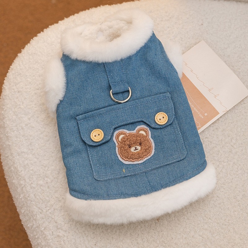 Cozy Patchwork Plush Dog Coat – Warm Vest for Small Breeds - Image 4