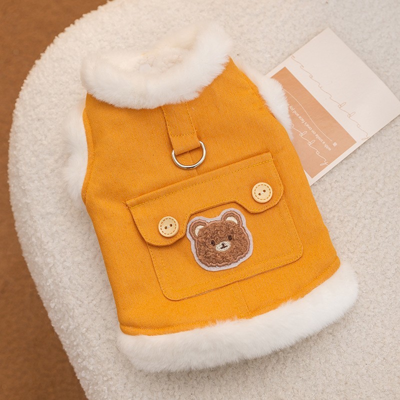 Cozy Patchwork Plush Dog Coat – Warm Vest for Small Breeds - Image 3