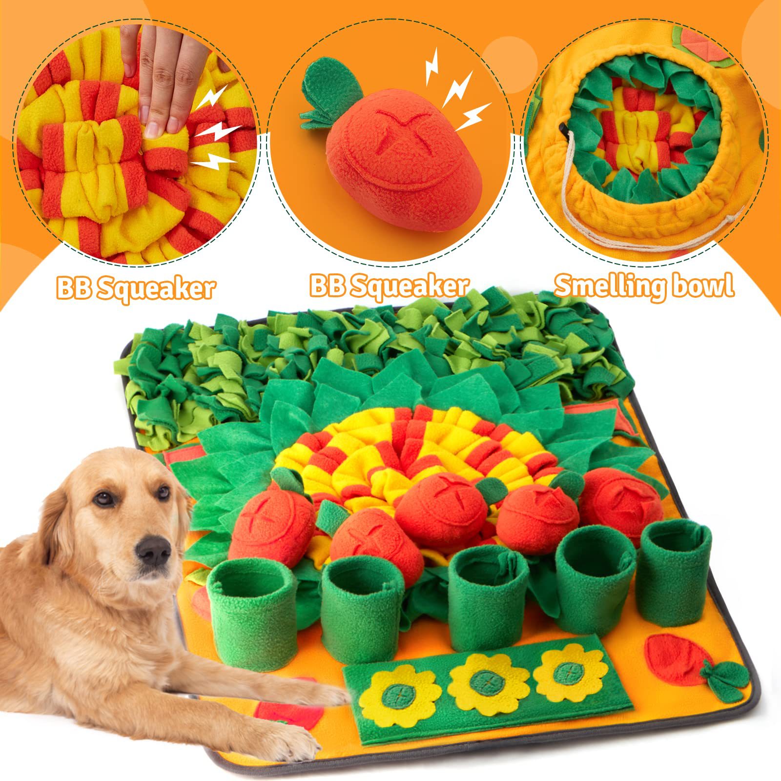 Interactive Dog Snuffle Mat – 28x20in Pulling Carrots Food Blanket - Image 2