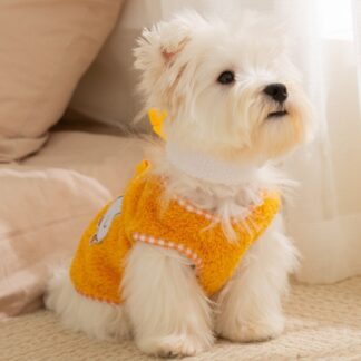 Cozy Cartoon Chicken Dog Jacket with Scarf - Warm Pet Clothing