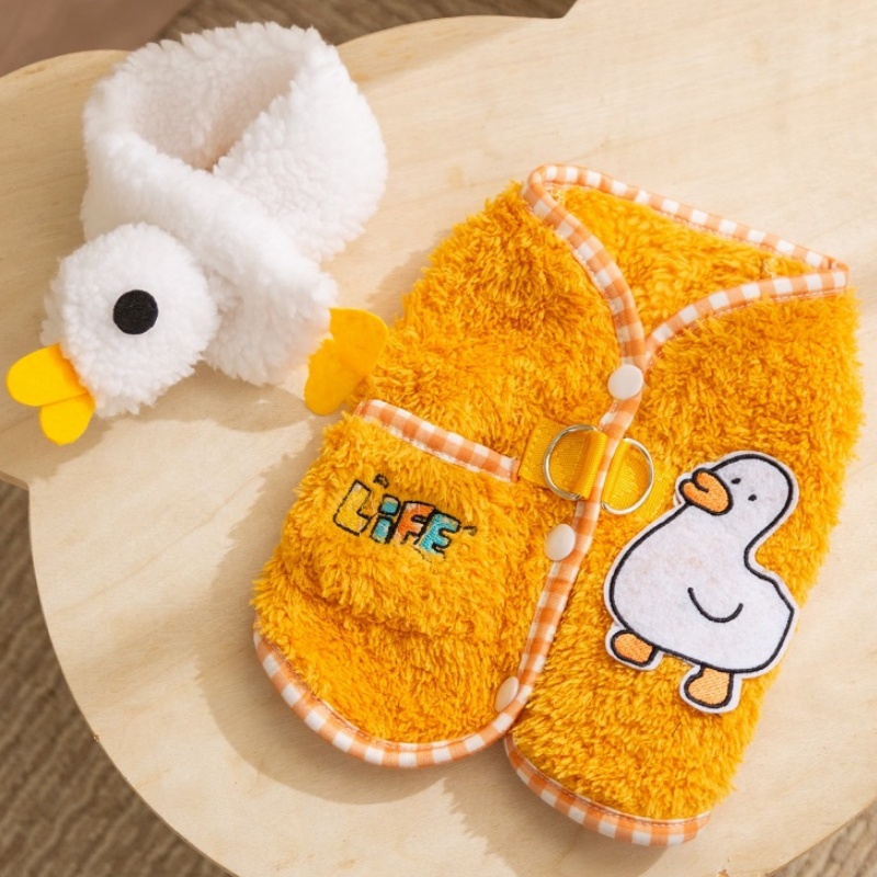 Cozy Cartoon Chicken Dog Jacket with Scarf - Warm Pet Clothing - Image 2