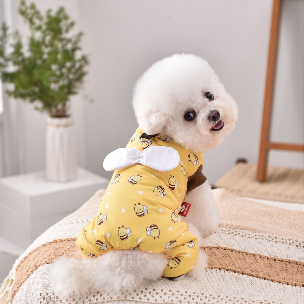 Cozy Yellow Bee Dog Overalls