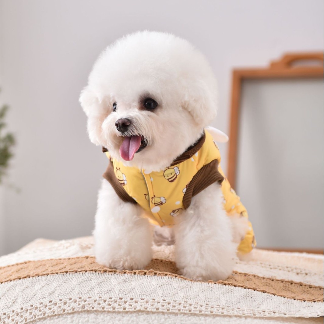 Cozy Yellow Bee Dog Overalls - Image 4