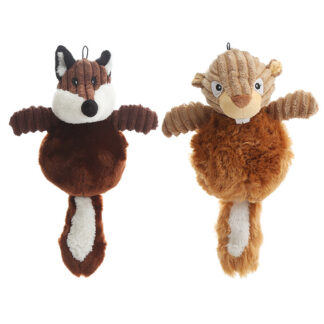 Interactive Plush Animal Dog Toy – Squirrel & Fox Shape with Squeaker