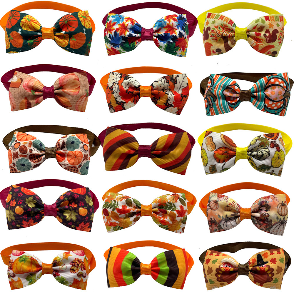 50 Thanksgiving Puppy Dog Bow Ties - Adorable Pet Accessories