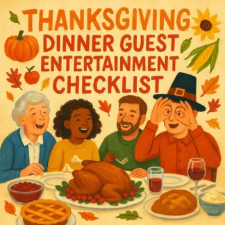 Thanksgiving Dinner Guest Entertainment Checklist | Printable Guide for How to Entertain Guests During Thanksgiving Dinner | Holiday Hosting Digital Download