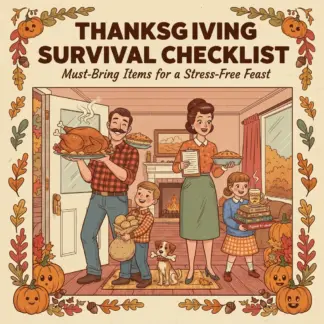 Thanksgiving Survival Checklist: Must-Bring Items for a Stress-Free Feast | Printable Holiday Guide | things to bring to thanksgiving | Digital Download for Organized Hosts & Guests