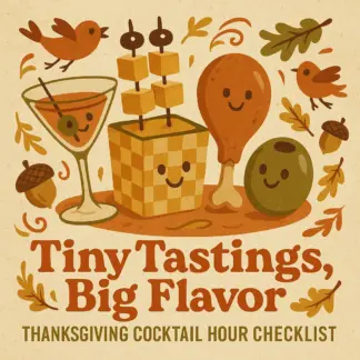 Tiny Tastings, Big Flavor: Thanksgiving Cocktail Hour Checklist | Printable Small Bites for Thanksgiving Cocktail Hour Guide