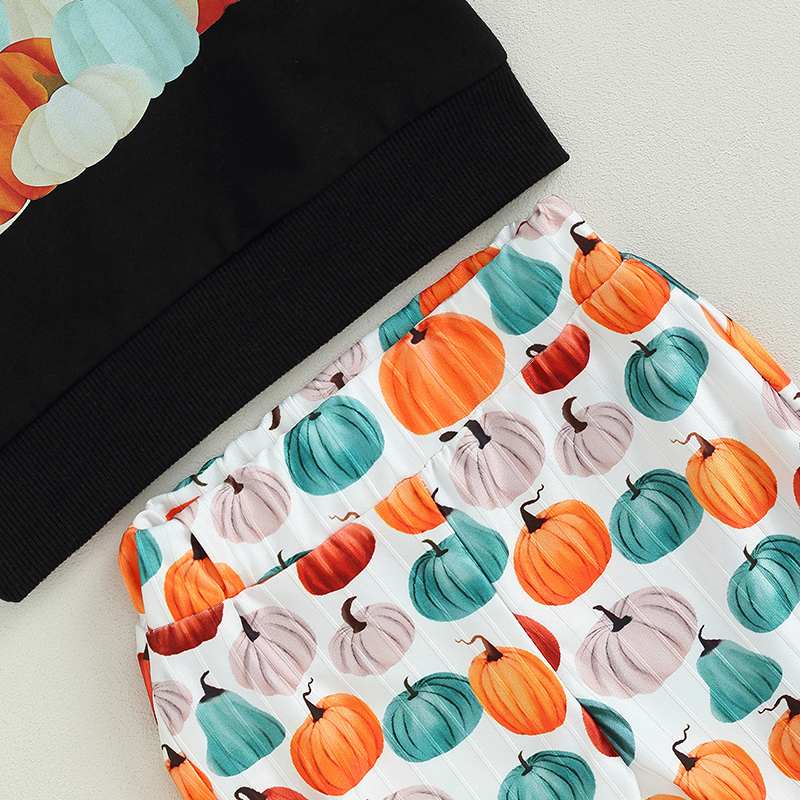 Adorable 3-Piece Baby Girls Outfit Set - Pumpkin Print & Headband - Image 8