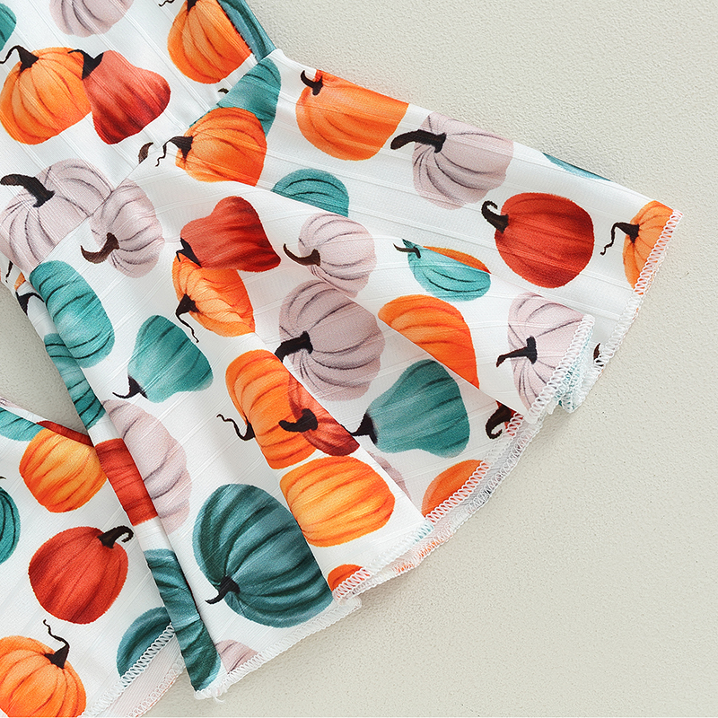 Adorable 3-Piece Baby Girls Outfit Set - Pumpkin Print & Headband - Image 9