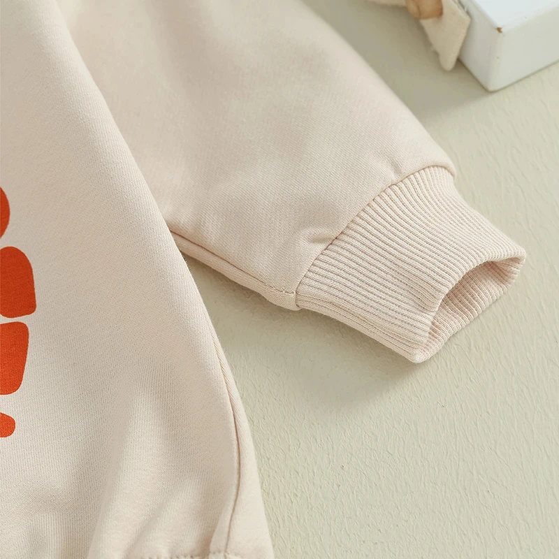 Baby Thanksgiving Long Sleeve Romper – Letter & Pie Print Outfit - Image 3