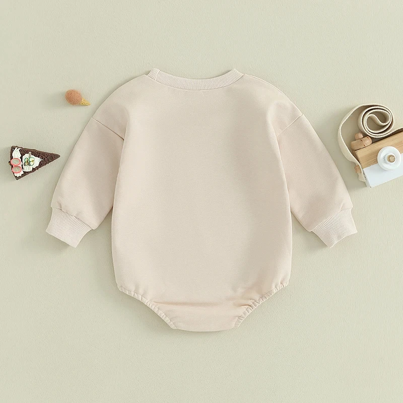 Baby Thanksgiving Long Sleeve Romper – Letter & Pie Print Outfit - Image 6