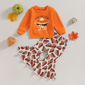 Kid Girls' Long Sleeve Sweatshirt and Flare Pants Set - Adorable Outfit