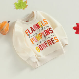Kids Thanksgiving Sweatshirt - Colorful Letter Print Pullover Top